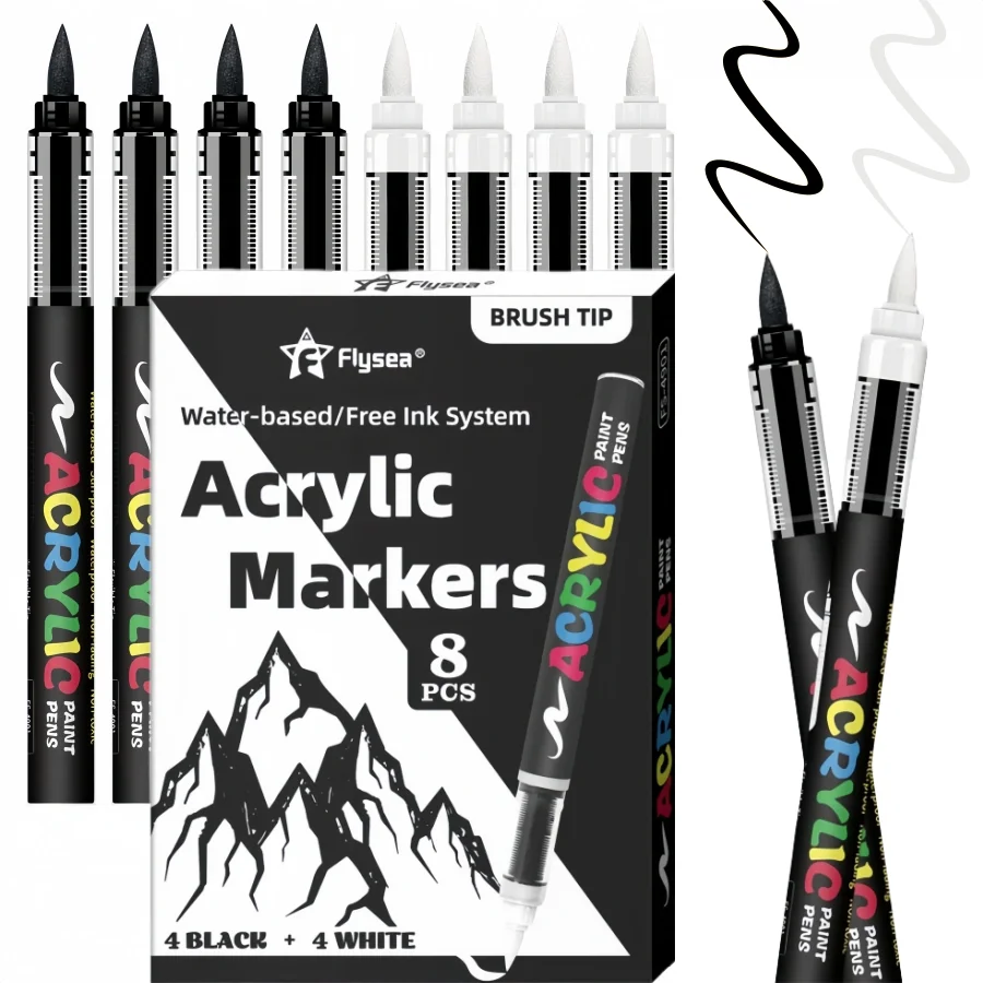 Acrylic Paint Pens, Automatic Ink Control System,Soft Brush Tip Markers,Black and White Paint Marker,for Canvas,Rock,Wood,Stone
Acrylic Paint Pens, Automatic Ink Control System,Soft Brush Tip Markers,Black and White Paint Marker,for Canvas,Rock,Wood,Stone