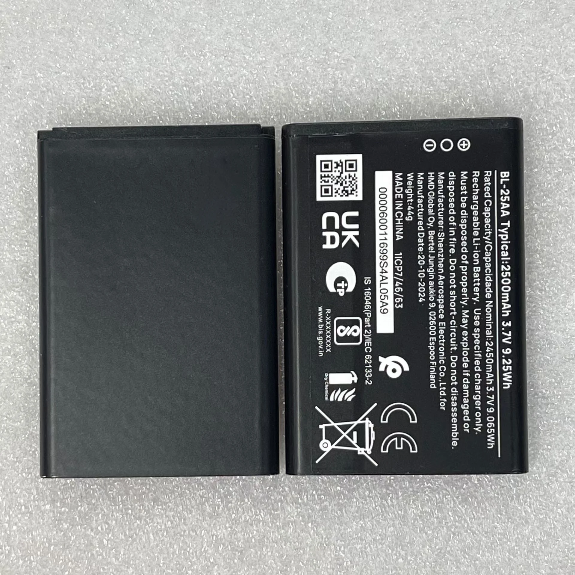 Новый оригинальный аккумулятор HMD BL-25AA 2450 мАч для аккумулятора мобильного телефона
Новый оригинальный аккумулятор HMD BL-25AA 2450 мАч для аккумулятора мобильного телефона