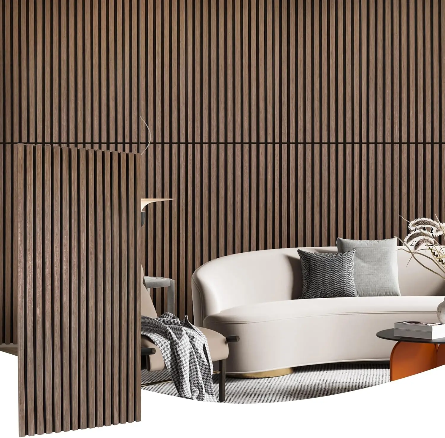 Комплект из 2 акустических панелей из деревянных реек 47,2x23,6 дюйма с 3D-глубоким рифлением для звукопоглощения и шумоподавления в домашнем кинотеатре
Комплект из 2 акустических панелей из деревянных реек 47,2x23,6 дюйма с 3D-глубоким рифлением для звукопоглощения и шумоподавления в домашнем кинотеатре