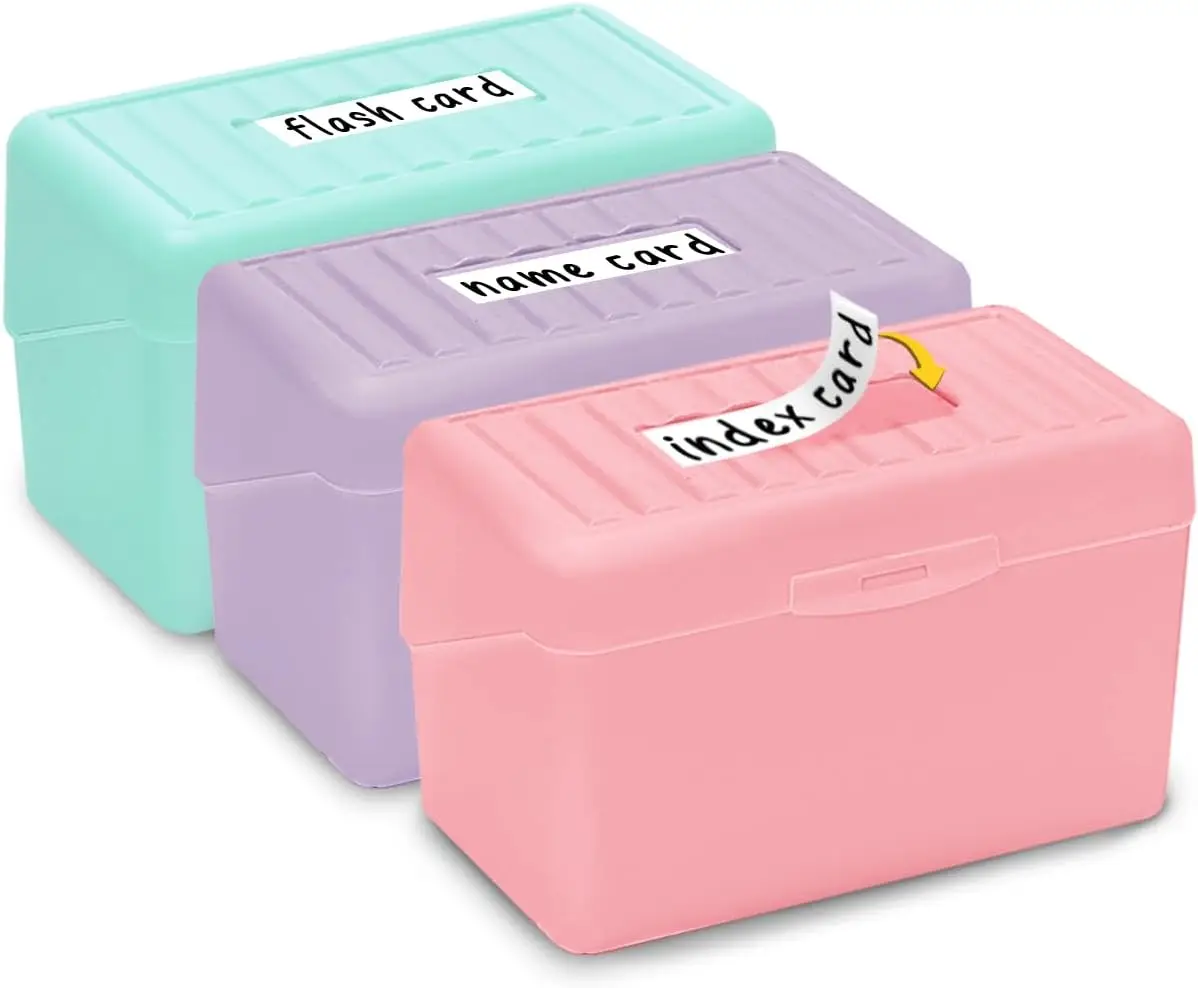 Index Card Holder 3x5, Plastic Flash Note Card Organizer Box with Snap Lid, 3 Packs Pastel Colors
Index Card Holder 3x5, Plastic Flash Note Card Organizer Box with Snap Lid, 3 Packs Pastel Colors