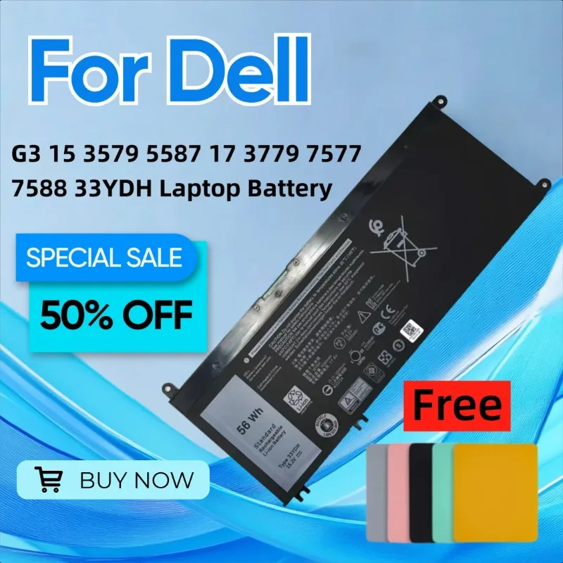 Для Dell G3 15 3579 5587 17 3779 7577 7588 33YDH аккумулятор для ноутбука, коврик для мыши
Для Dell G3 15 3579 5587 17 3779 7577 7588 33YDH аккумулятор для ноутбука, коврик для мыши