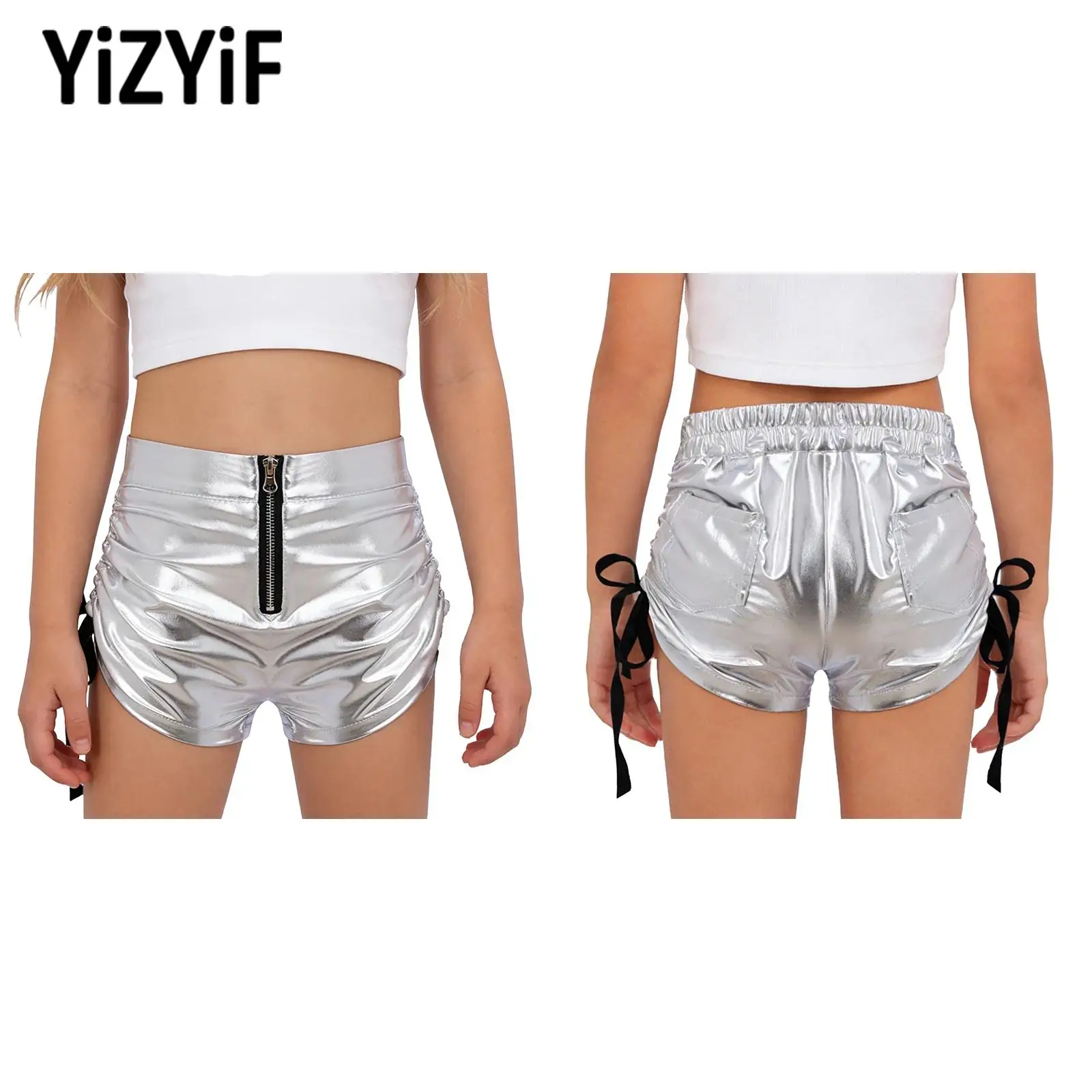 Girls Jazz Dance Shorts Kids Hip Hop Performance Competition Costumes Elastic Waist Side Drawstring Front Zipper Metallic Shorts
Girls Jazz Dance Shorts Kids Hip Hop Performance Competition Costumes Elastic Waist Side Drawstring Front Zipper Metallic Shorts