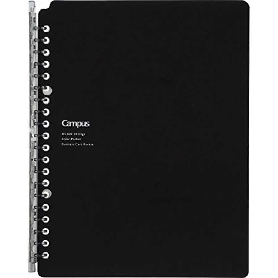 Campus Smart Ring Binder, A5 Black Refillable Binder Notebook 20 Holes with 10 Extra Loose-Leaf Paper, Up to 25 Filler Papers f
Campus Smart Ring Binder, A5 Black Refillable Binder Notebook 20 Holes with 10 Extra Loose-Leaf Paper, Up to 25 Filler Papers f