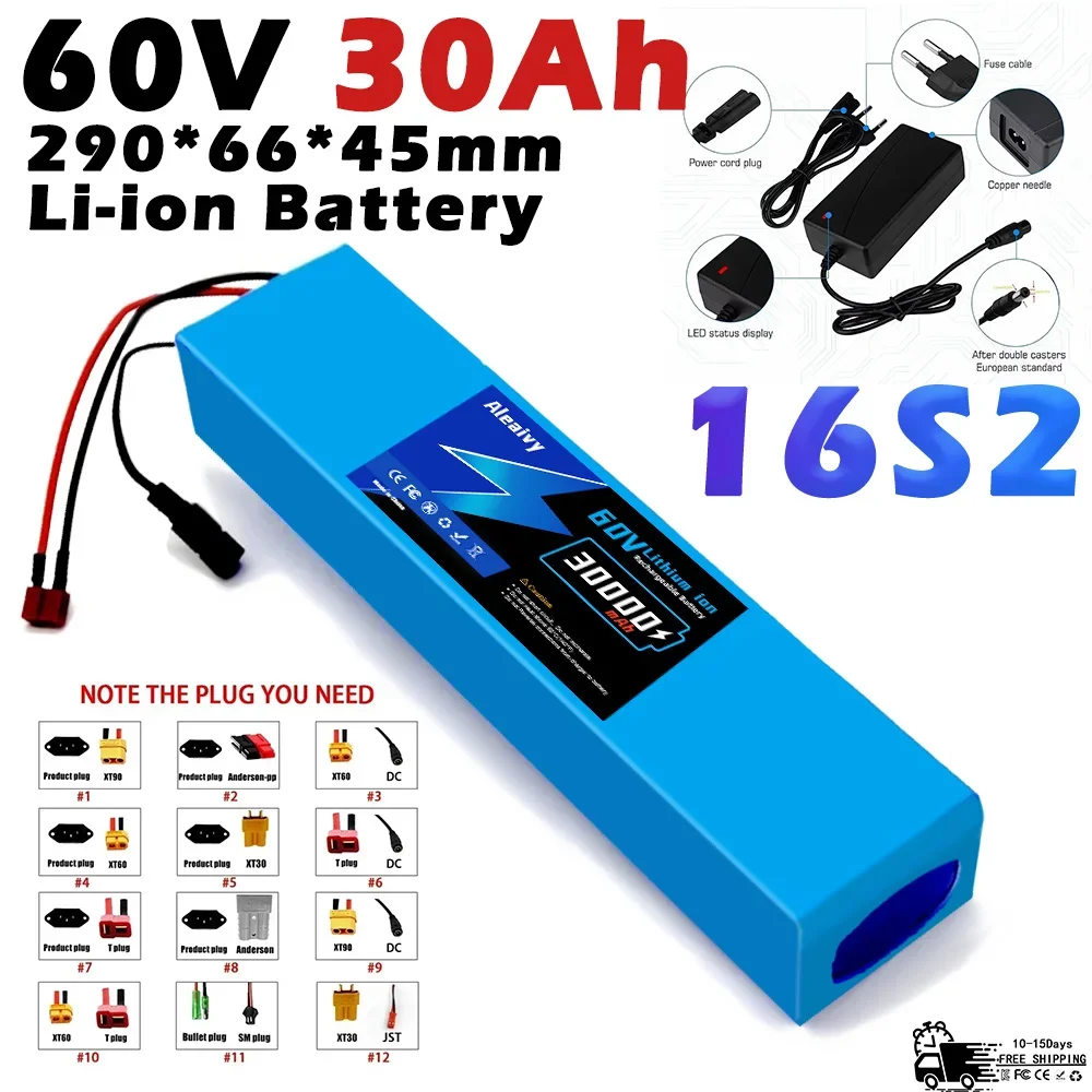 2025 Модернизированный литий-ионный аккумулятор 60 В, 30 Ач, 18650, для электронного велосипеда/скутера, 16S2P, 30000 мАч, высокая емкость с BMS 
2025 Модернизированный литий-ионный аккумулятор 60 В, 30 Ач, 18650, для электронного велосипеда/скутера, 16S2P, 30000 мАч, высокая емкость с BMS