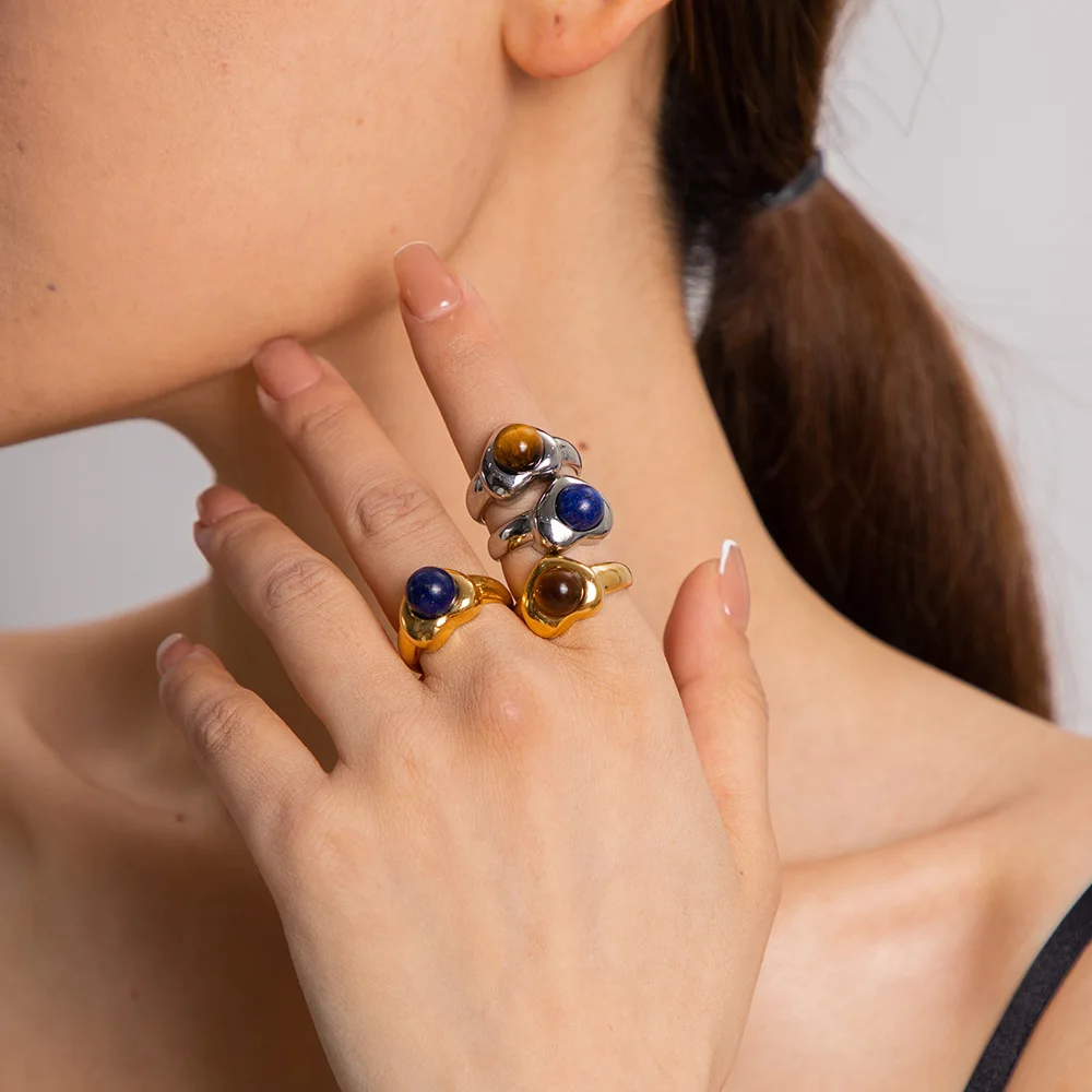 Stainless Steel PVD 18K Gold Plated Tarnish Blue Brown Stone Rings For Woman Jewelry Wholesale Trendy
Stainless Steel PVD 18K Gold Plated Tarnish Blue Brown Stone Rings For Woman Jewelry Wholesale Trendy