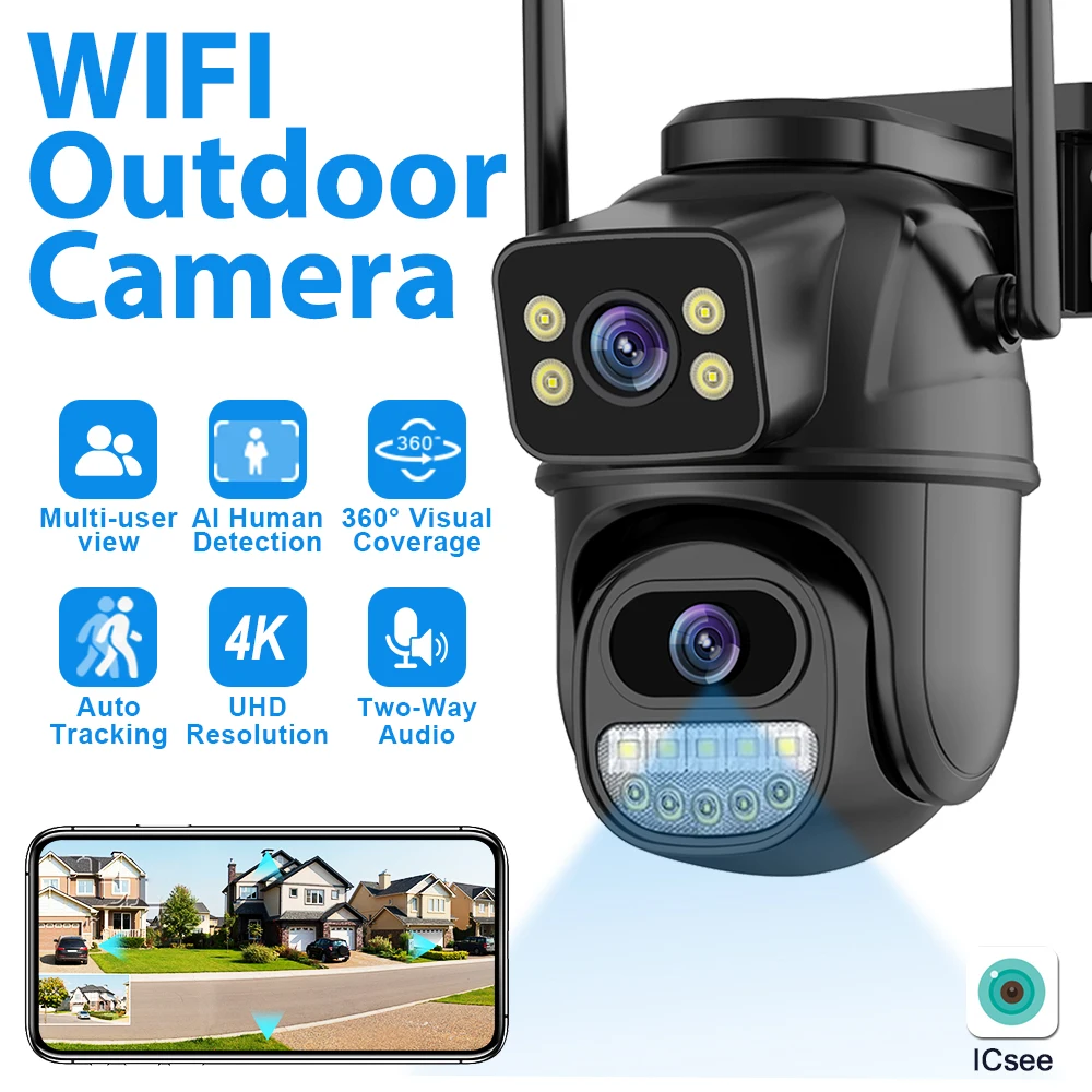 12MP 6K WiFi Camera Outdoor Three Lens Dual Screens 8X Zoom CCTV Mini Video Cam Auto Tracking Security Protection Surveillance
12MP 6K WiFi Camera Outdoor Three Lens Dual Screens 8X Zoom CCTV Mini Video Cam Auto Tracking Security Protection Surveillance
