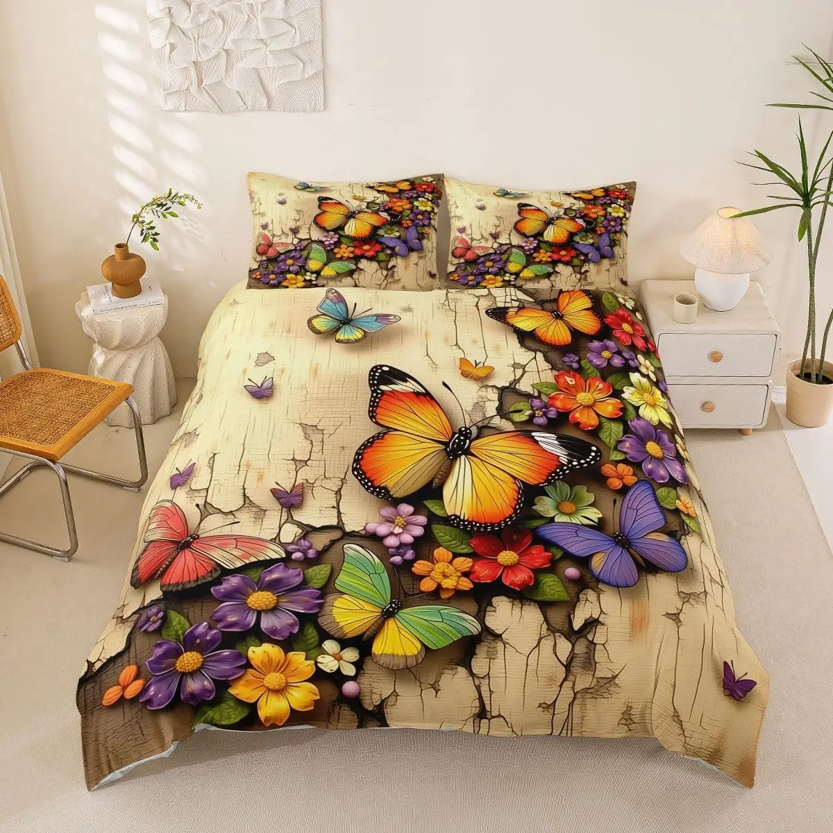 Butterfly Cot Bedding Floral Duvet Cover Set Farmhouse Style Tree Quilt Cover Vintage Brown Leaves Bed Sets
Butterfly Cot Bedding Floral Duvet Cover Set Farmhouse Style Tree Quilt Cover Vintage Brown Leaves Bed Sets