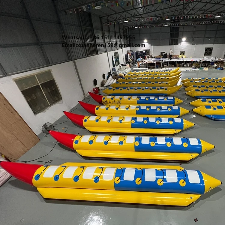 Factory Wholesale 8 Person 0.9mm PVC Tarpaulin Custom Inflatable Banana Boat for Water Games Water Sports
Factory Wholesale 8 Person 0.9mm PVC Tarpaulin Custom Inflatable Banana Boat for Water Games Water Sports