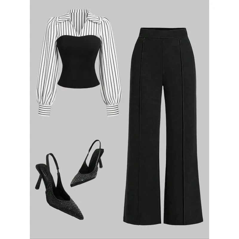 Women's V Neck Waist Shirt Set Fashionable Summer Outfit Slim Fit Top Bottom Combination Casual Elegant Style
Women's V Neck Waist Shirt Set Fashionable Summer Outfit Slim Fit Top Bottom Combination Casual Elegant Style