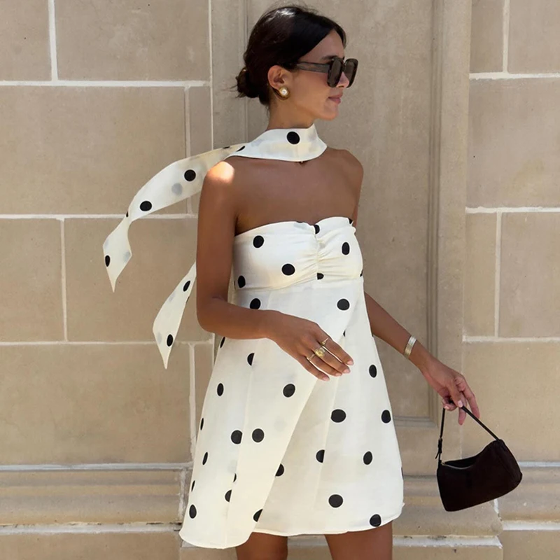 Ticketsx Polka Dot Dress Women's Sexy Scarf One Shoulder Backless Pleated Strapless Mini Dress Female Summer Luxury Loose Dress
Ticketsx Polka Dot Dress Women's Sexy Scarf One Shoulder Backless Pleated Strapless Mini Dress Female Summer Luxury Loose Dress