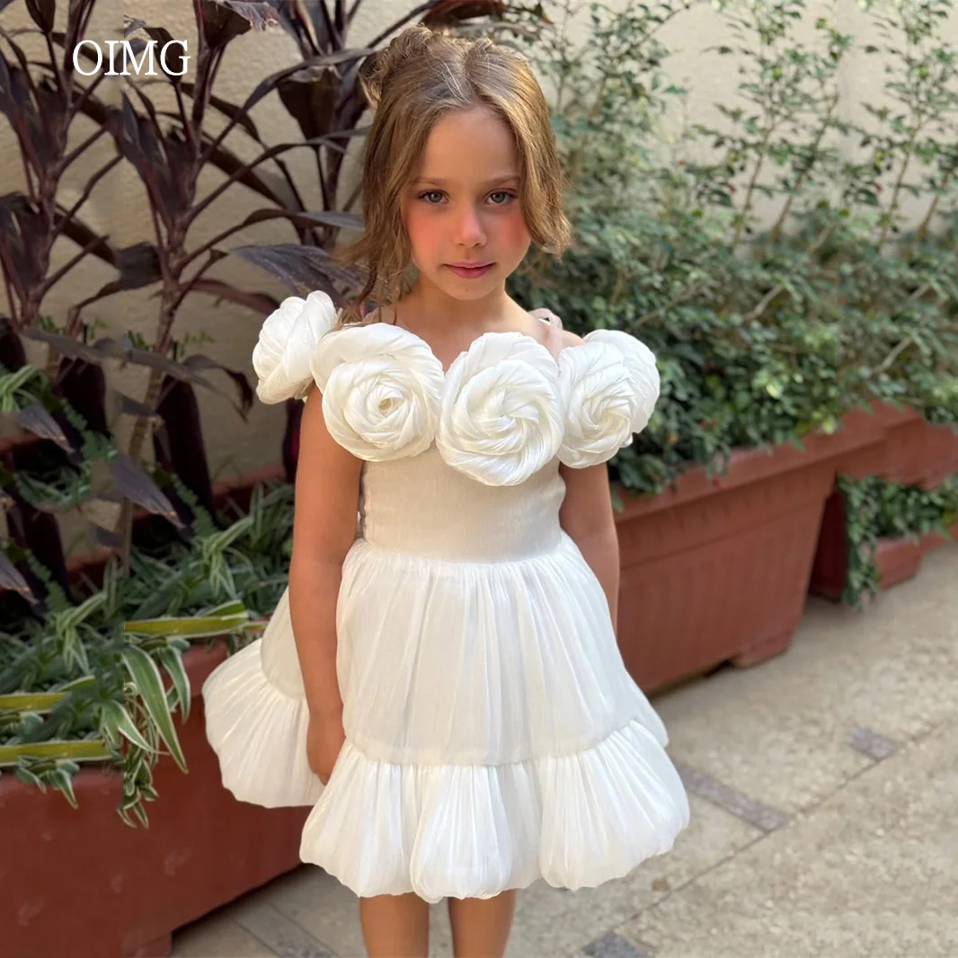 OIMG Ivory 3D Flower Girl Dresses Shiny Off The Shoulder Wedding Gown Knee Length Birthday Dress vestido de novia Customized
OIMG Ivory 3D Flower Girl Dresses Shiny Off The Shoulder Wedding Gown Knee Length Birthday Dress vestido de novia Customized
