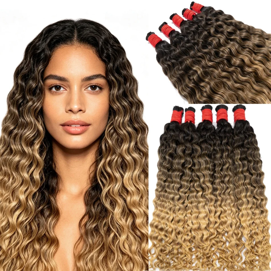 Ombre Curly Human Hair Bulk Blonde Weft Brazilian Hair 100% Human Hair Extensions Soft Remy Hair for Braiding In Stock
Ombre Curly Human Hair Bulk Blonde Weft Brazilian Hair 100% Human Hair Extensions Soft Remy Hair for Braiding In Stock