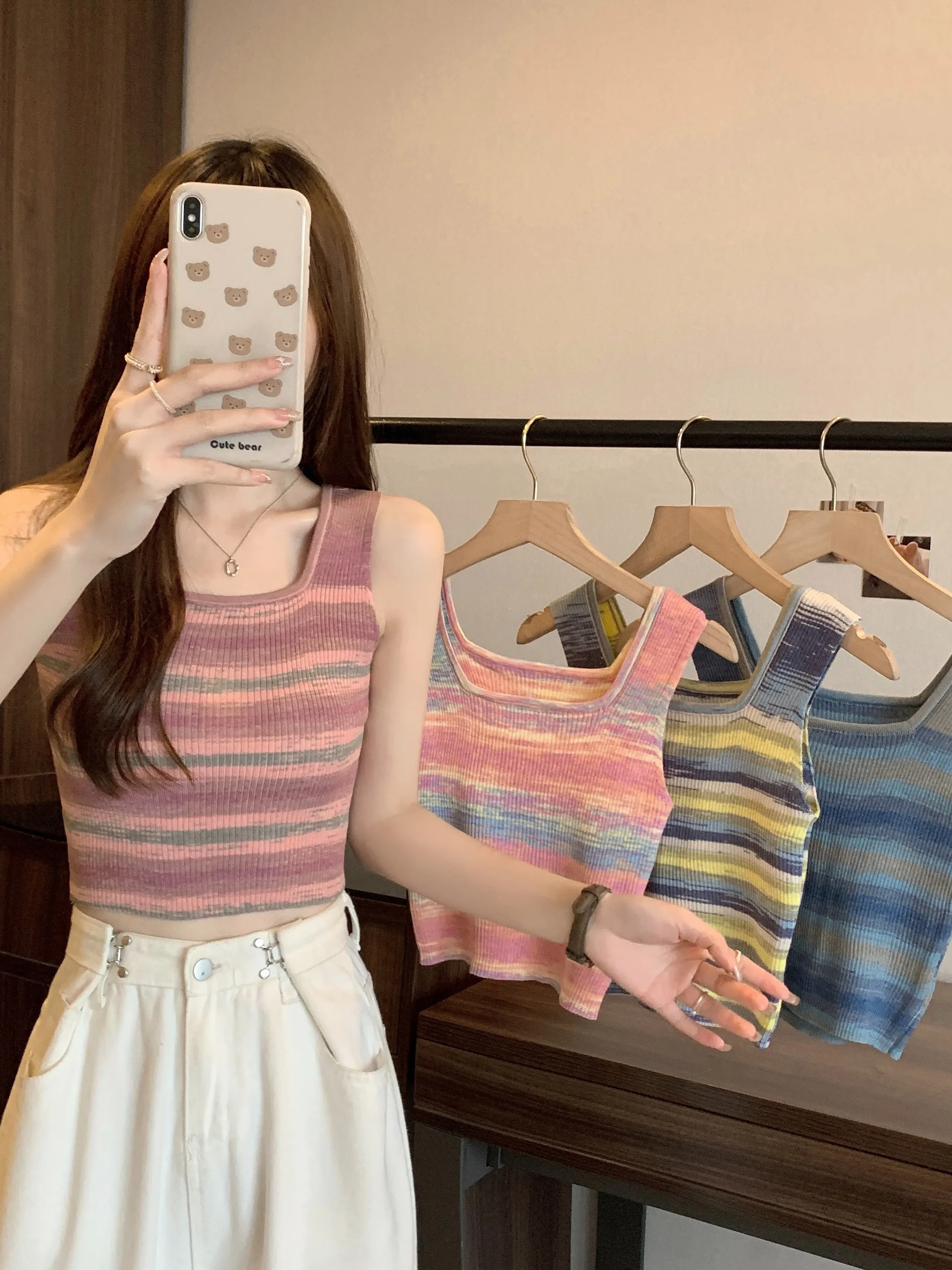 Rainbow Knitted Strap Vest Women Summer Multi-Functional Beach Sle Sweet And Spicy Jazz Top Inner And Outer Wear
Rainbow Knitted Strap Vest Women Summer Multi-Functional Beach Sle Sweet And Spicy Jazz Top Inner And Outer Wear