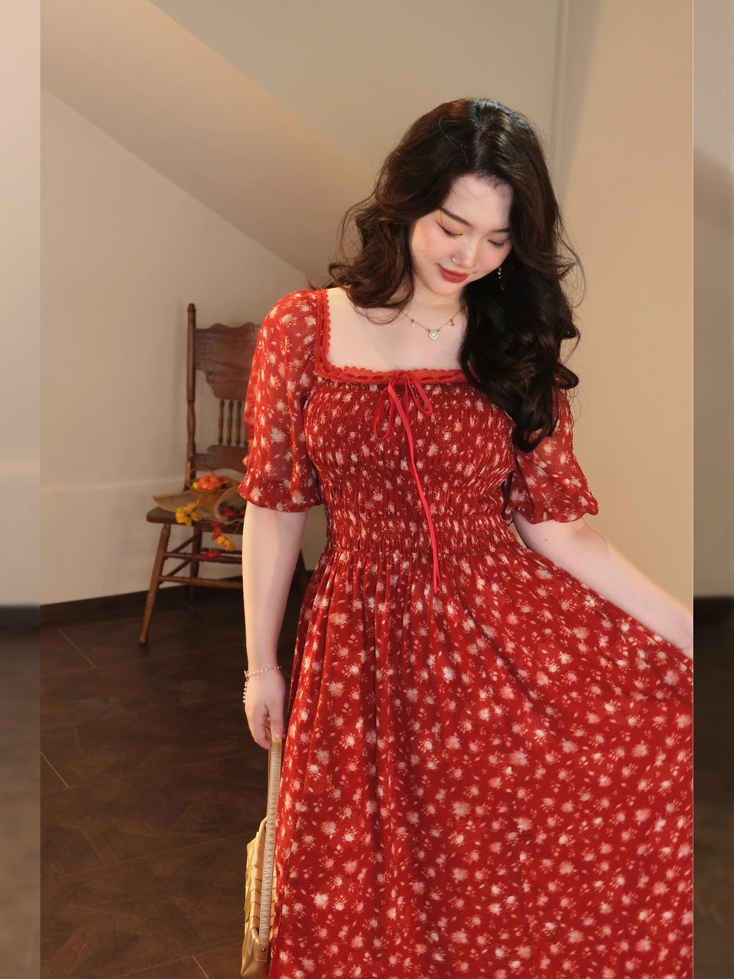 Bordeaux Floral Print Midi Dress Bright Vacation Style plus Size Women's Dress A-Line Skirt Short Sleeve One-Shoulder Design
Bordeaux Floral Print Midi Dress Bright Vacation Style plus Size Women's Dress A-Line Skirt Short Sleeve One-Shoulder Design