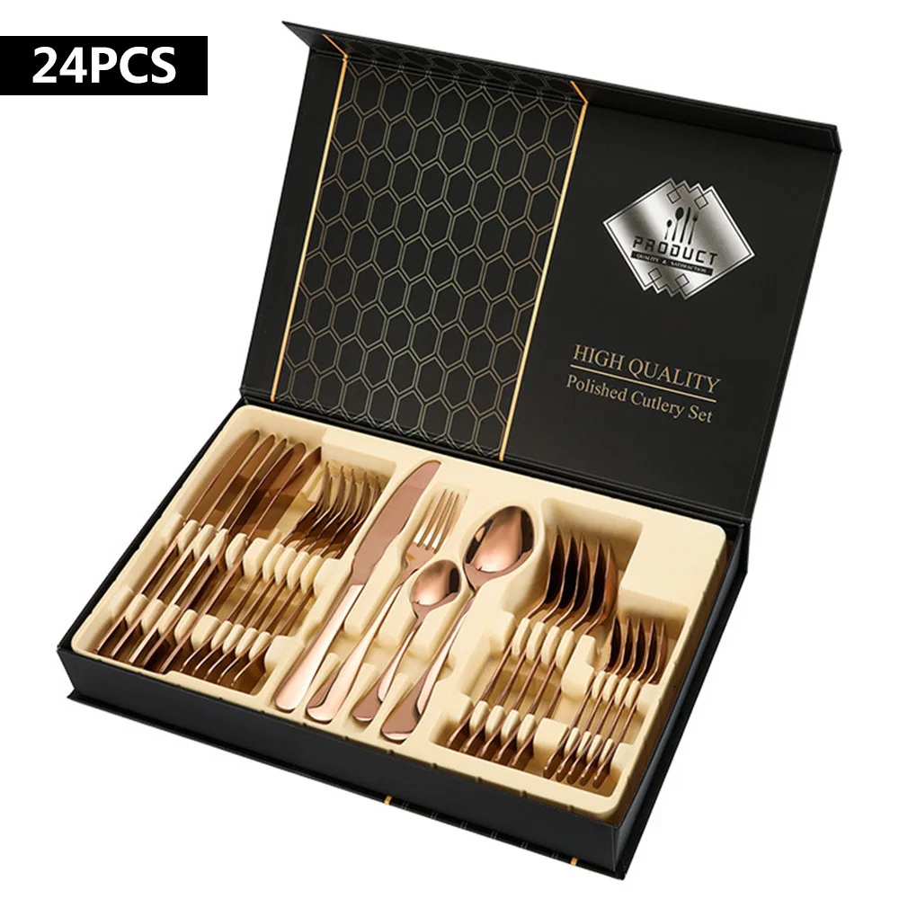 Stainless steel tableware 24-piece Knife, fork and spoon gift box set Kitchen tableware set
Stainless steel tableware 24-piece Knife, fork and spoon gift box set Kitchen tableware set