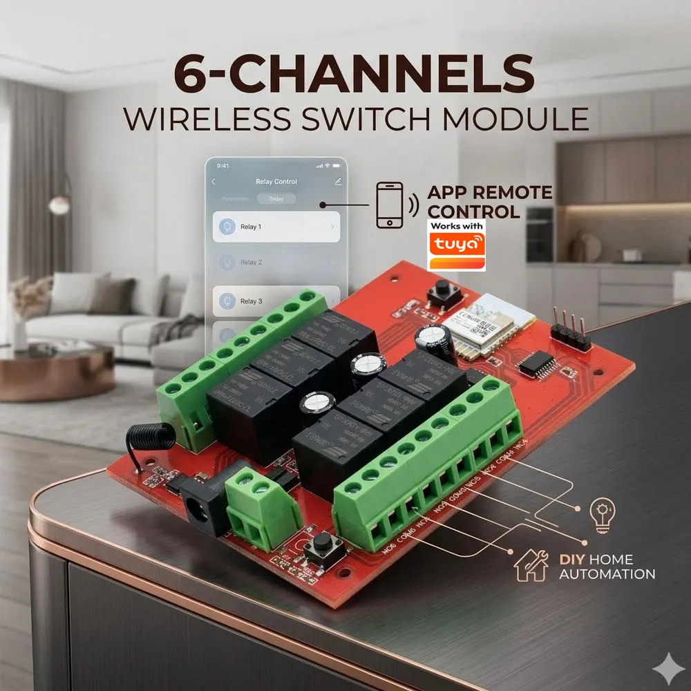 6/8Ch 12V 24V Wifi Smart Home Automation 220V 433 APP Remote Control Transmitter & Receiver Relay For Tuya Alexa Googole
6/8Ch 12V 24V Wifi Smart Home Automation 220V 433 APP Remote Control Transmitter & Receiver Relay For Tuya Alexa Googole