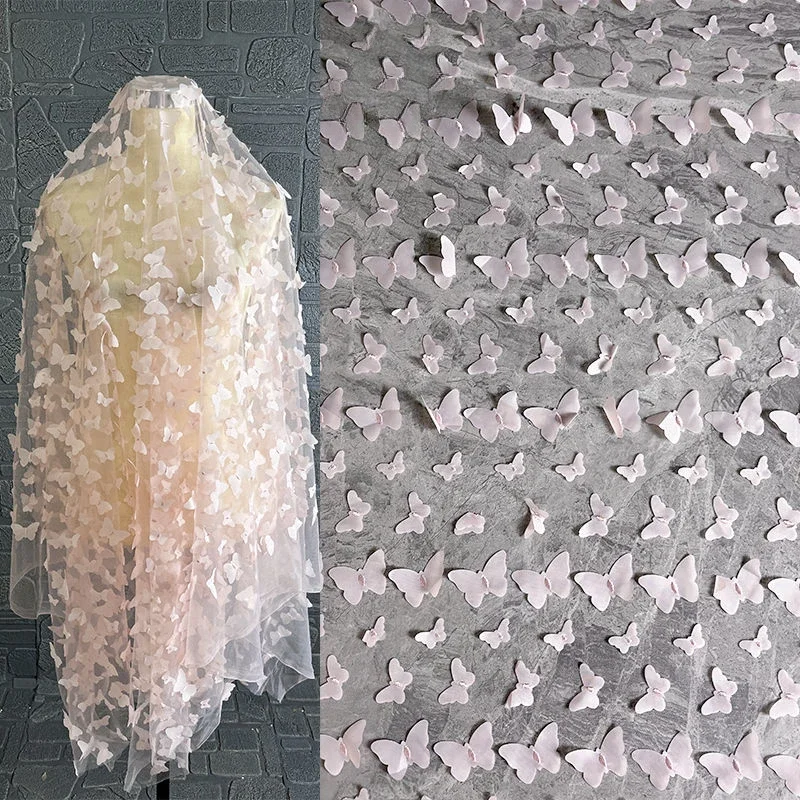 Pink Three-dimensional Embroidery Butterfly Mesh Fabric Lightweight and Elegant Dress Dress Decoration Clothing Designer Fabric
Pink Three-dimensional Embroidery Butterfly Mesh Fabric Lightweight and Elegant Dress Dress Decoration Clothing Designer Fabric