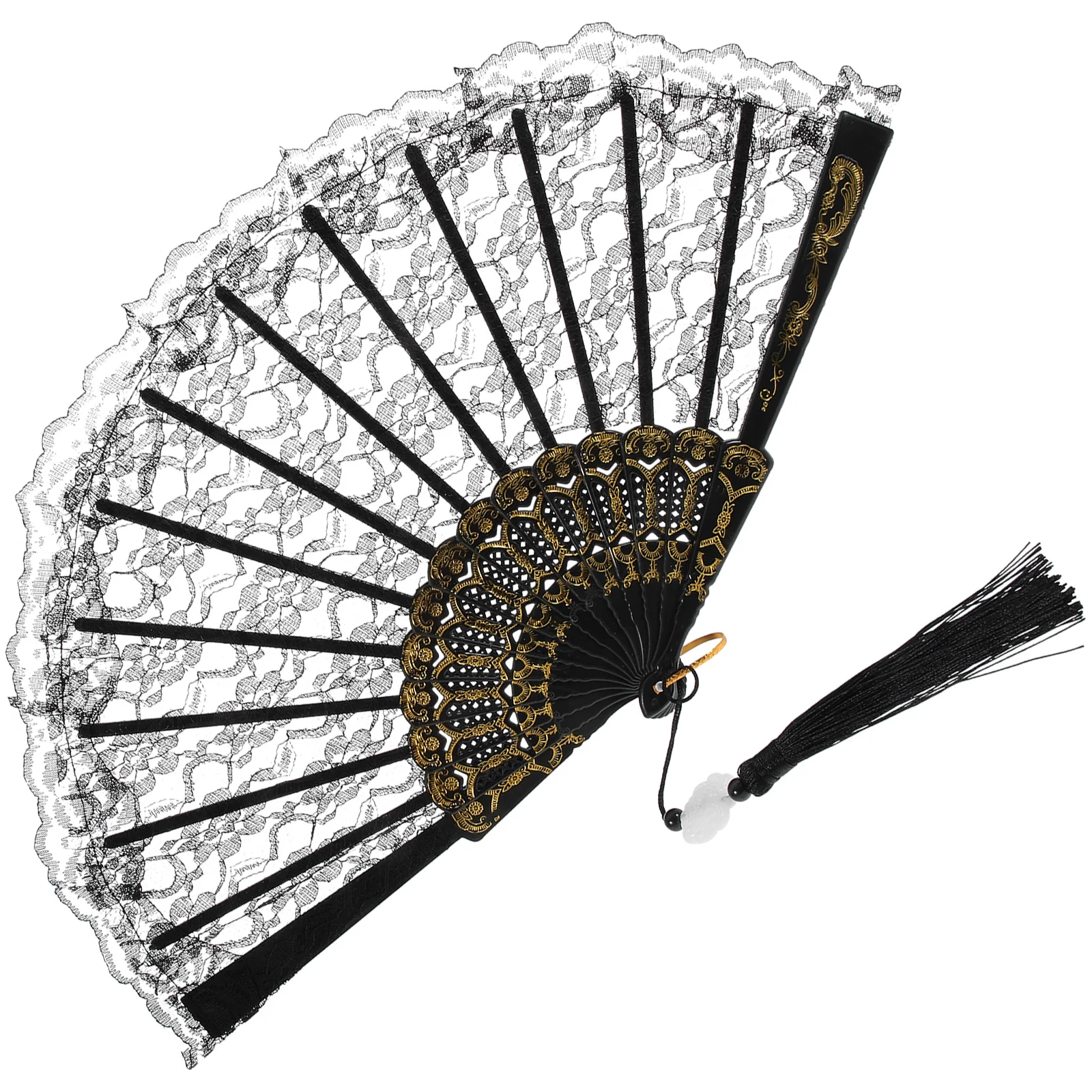 2 Lace Fans Black White Vintage Handheld Folding Fans Tassel Durable PP Metal Easy Storage Decor Gift Dance Stage Prop
2 Lace Fans Black White Vintage Handheld Folding Fans Tassel Durable PP Metal Easy Storage Decor Gift Dance Stage Prop