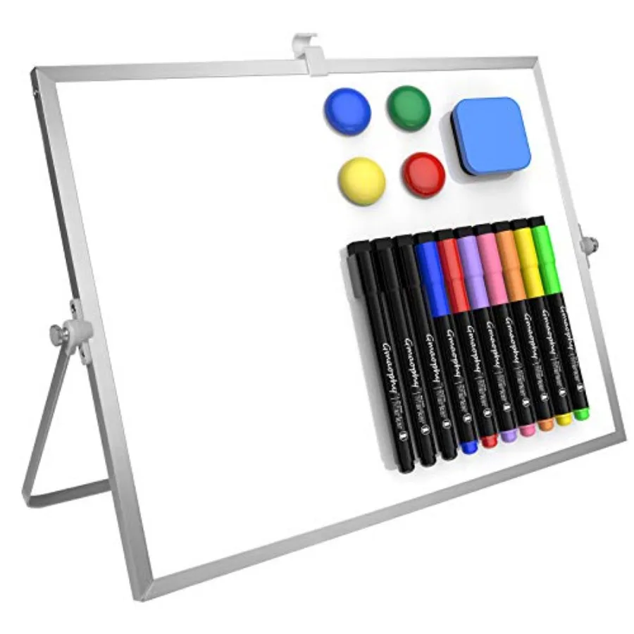 Dry Erase White Board, 16inX12in Large Magnetic Desktop Whiteboard with Stand, 10 Markers, 4 Magnets, 1 Eraser, Portable Double
Dry Erase White Board, 16inX12in Large Magnetic Desktop Whiteboard with Stand, 10 Markers, 4 Magnets, 1 Eraser, Portable Double