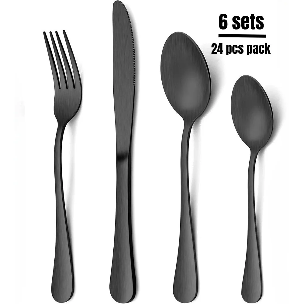 24pcs Silverware Set,Stainless Steel Matte Flatware Utensils Curlery Set,include Spoons,Forks and Knives,Service for 6
24pcs Silverware Set,Stainless Steel Matte Flatware Utensils Curlery Set,include Spoons,Forks and Knives,Service for 6