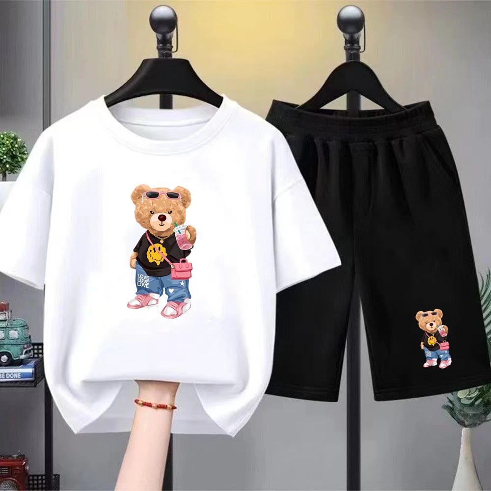 Little Bear Print Yellow Summer Short Sleeve Children Age 3-12 Girls Boy Set White Black T-Shirt + Shorts 2-Piece Leisure Kids S
Little Bear Print Yellow Summer Short Sleeve Children Age 3-12 Girls Boy Set White Black T-Shirt + Shorts 2-Piece Leisure Kids S