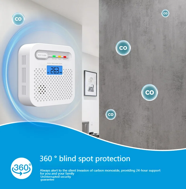 Professional grade carbon monoxide detector, mini car mounted home LCD display, CO alarm
Professional grade carbon monoxide detector, mini car mounted home LCD display, CO alarm