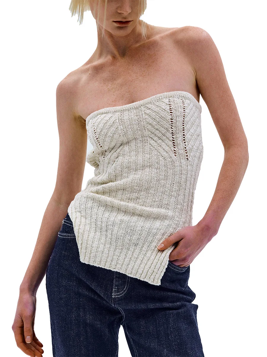 Women Knitted Tube Tops Side Slit Solid Color Summer Strapless Bandeau Backless Shirts Streetwear y2k Aesthetic Clothes
Women Knitted Tube Tops Side Slit Solid Color Summer Strapless Bandeau Backless Shirts Streetwear y2k Aesthetic Clothes