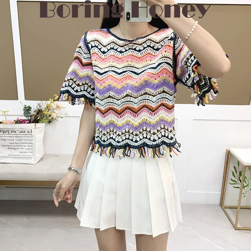 Boring Honey Summer Retro Stylish Embroidered Lace-Up Silk-Like Tank Top Loose-Fit Slimming Rainbow Striped Tassel Trim Top Wome
Boring Honey Summer Retro Stylish Embroidered Lace-Up Silk-Like Tank Top Loose-Fit Slimming Rainbow Striped Tassel Trim Top Wome