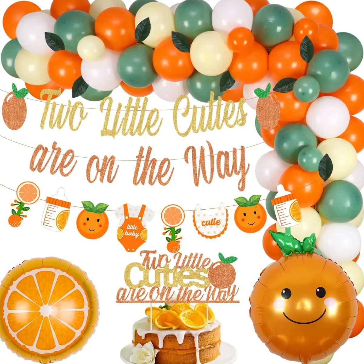 Sursurprise-Little Cutie Twins Baby Shower Decorations Two Little Cuties Are on the Way Banner, Orange Balloon, Garland Supplies
Sursurprise-Little Cutie Twins Baby Shower Decorations Two Little Cuties Are on the Way Banner, Orange Balloon, Garland Supplies