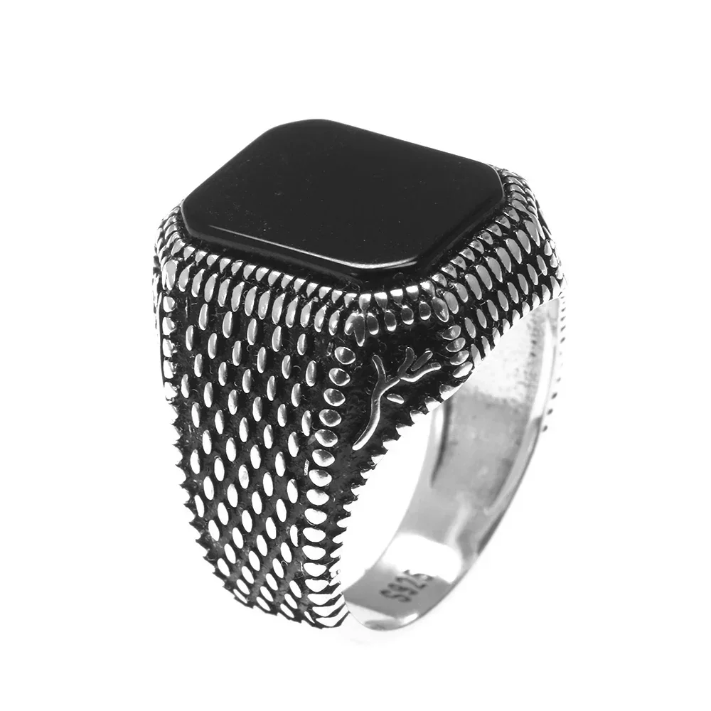 Real Pure 925 Sterling Silver Mens Rings Ottoman Tugra With Black Agate Natural Stone Retro Rose Flower Engraved
Real Pure 925 Sterling Silver Mens Rings Ottoman Tugra With Black Agate Natural Stone Retro Rose Flower Engraved