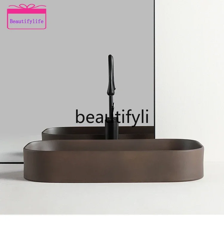 YL Brown card color personalized stage basin wash basin ceramic balcony basin household square
YL Brown card color personalized stage basin wash basin ceramic balcony basin household square