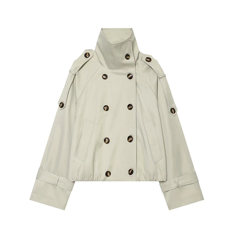 Women's Trench Fashion Double Breasted Short Trench Women Turtleneck Long Sleeves Coats Vintage Female Outerwear Chic Tops
Women's Trench Fashion Double Breasted Short Trench Women Turtleneck Long Sleeves Coats Vintage Female Outerwear Chic Tops