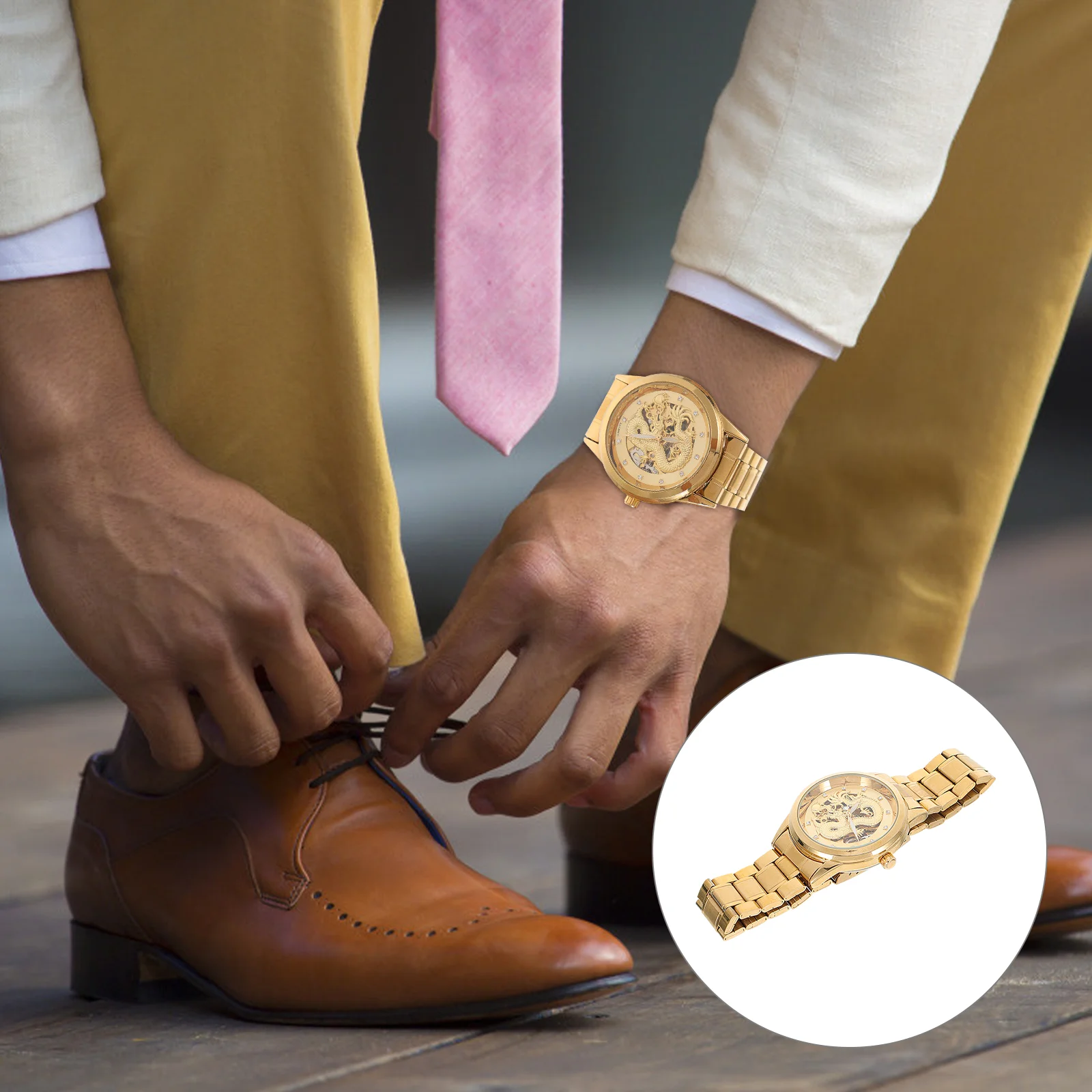 Elegant Waterproof Quartz Men's Watch Golden Stainless Steel Business Hollow out Dial Design Practical male
Elegant Waterproof Quartz Men's Watch Golden Stainless Steel Business Hollow out Dial Design Practical male