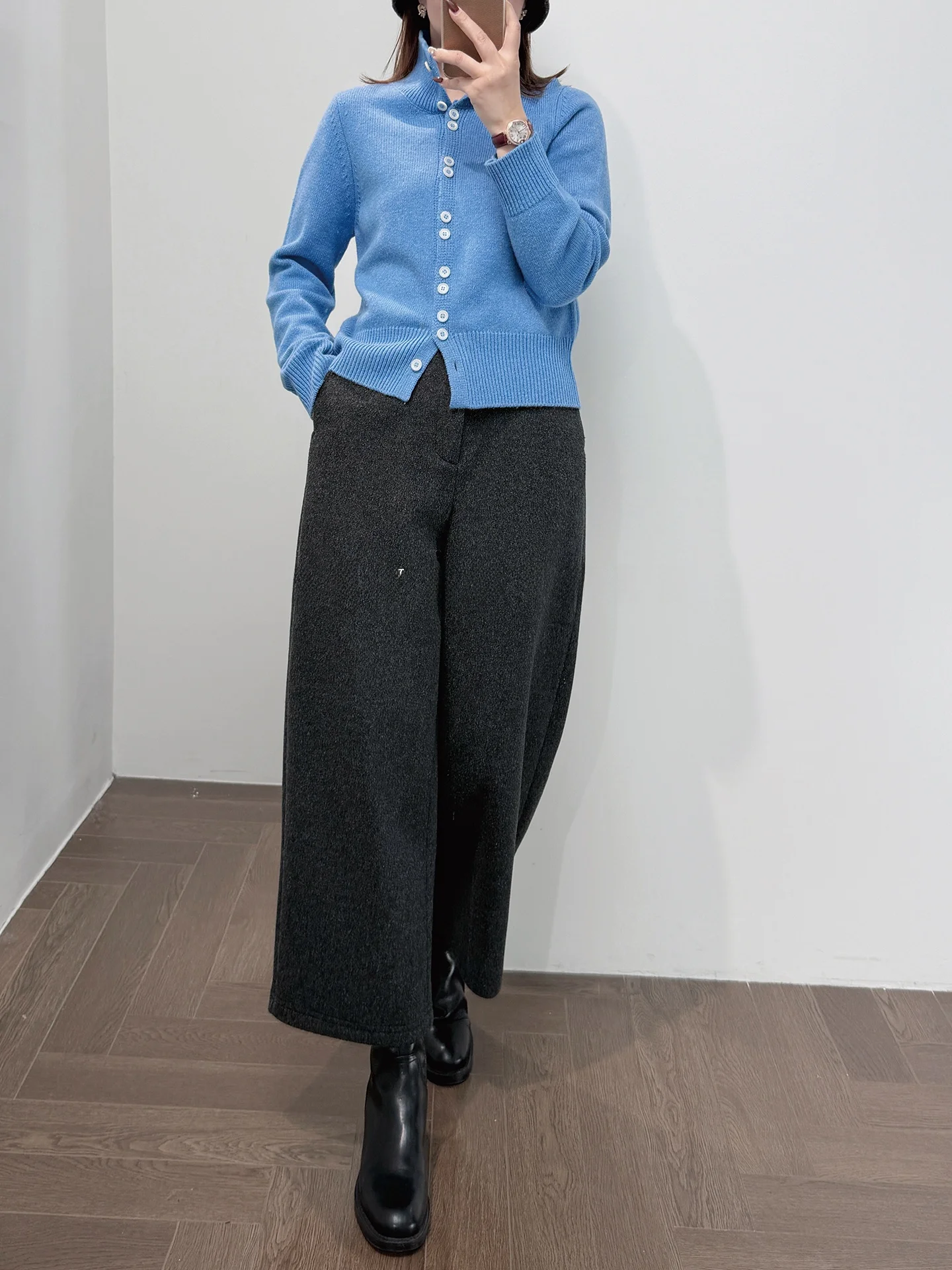 Fce Lined Wide Leg Pants Boot Cut Nine Points Casual Trousers Women's Woolen l Waist Other Material Ladies Pants
Fce Lined Wide Leg Pants Boot Cut Nine Points Casual Trousers Women's Woolen l Waist Other Material Ladies Pants