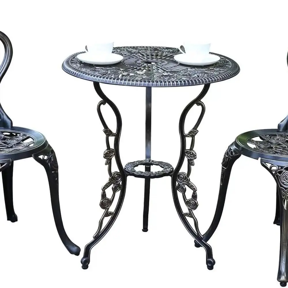 Backyard Rust-Resistant Cast Aluminum Bistro Set with Umbrella Hole in Rose Copper Finish
Backyard Rust-Resistant Cast Aluminum Bistro Set with Umbrella Hole in Rose Copper Finish