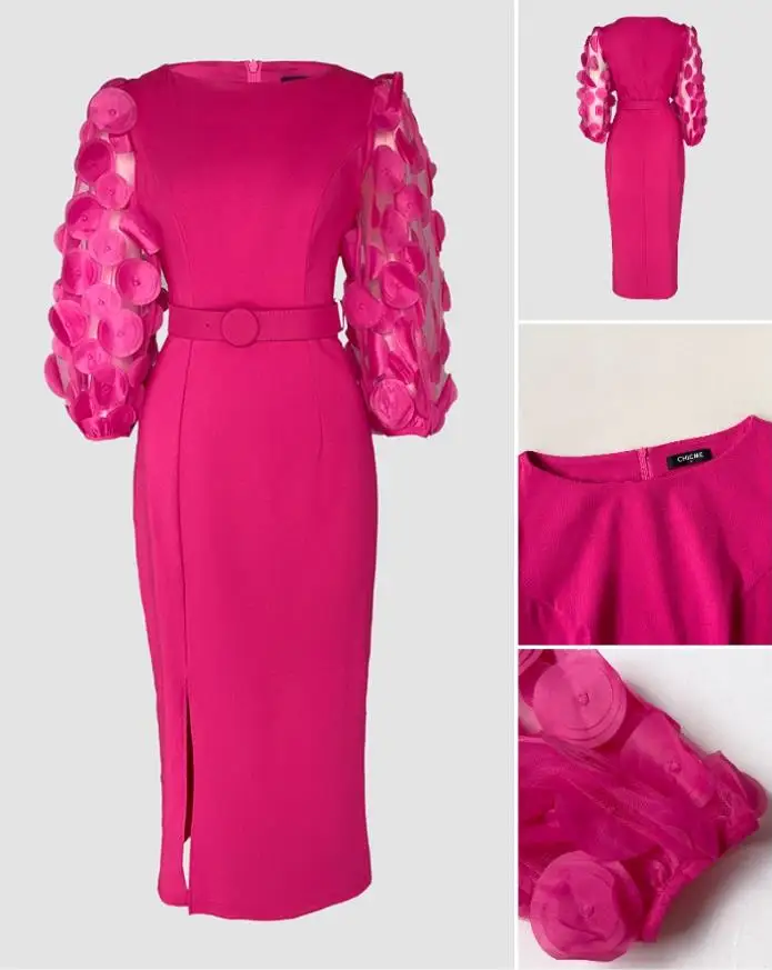 Women Dresses Polka Dot Appliques Mesh Lantern Sleeve Zipper Back Slit Work Dress Cinched Waist Slim Elegant Dress with Belt
Women Dresses Polka Dot Appliques Mesh Lantern Sleeve Zipper Back Slit Work Dress Cinched Waist Slim Elegant Dress with Belt