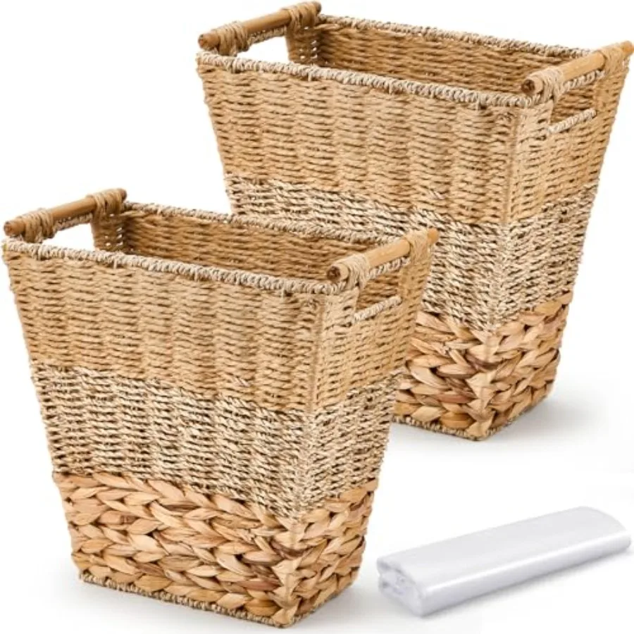 2 Pcs Wicker Trash Can with 50 Small Trash Bag Wicker Waste Woven Basket with Handles Clear Multi Use Garbage Bags for Bathroom
2 Pcs Wicker Trash Can with 50 Small Trash Bag Wicker Waste Woven Basket with Handles Clear Multi Use Garbage Bags for Bathroom