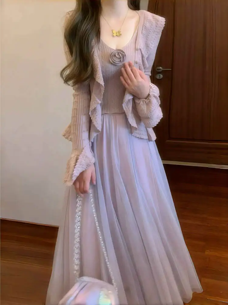 Sweet Soft Style Women's Three-Piece Set with Open Cardigan Strap Top And Half Skirt Fashionable Autumn Workwear Cotton Blend
Sweet Soft Style Women's Three-Piece Set with Open Cardigan Strap Top And Half Skirt Fashionable Autumn Workwear Cotton Blend