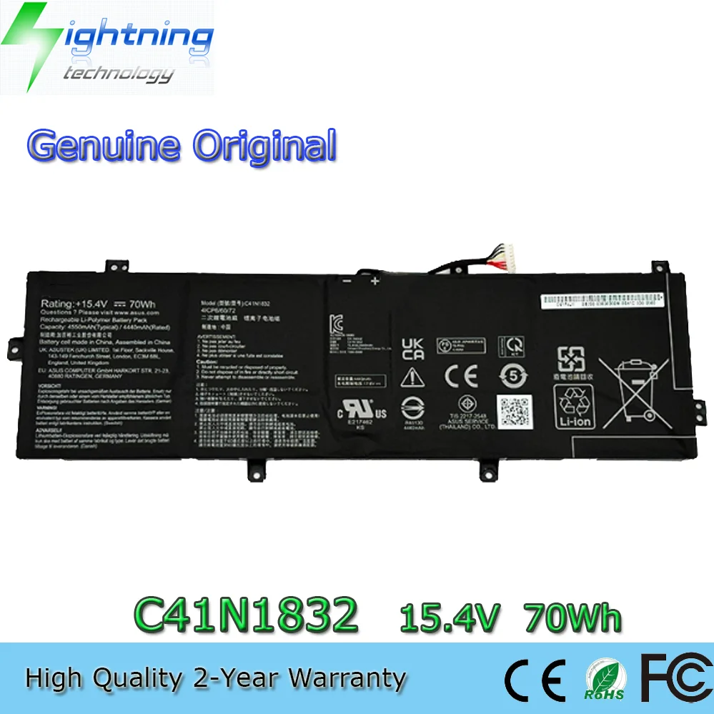 Оригинальный аккумулятор C41N1832 15,4 В 70 Втч 0B200-03330200 для ASUS P3540FA P574FA PX574FA P3548FA
Оригинальный аккумулятор C41N1832 15,4 В 70 Втч 0B200-03330200 для ASUS P3540FA P574FA PX574FA P3548FA