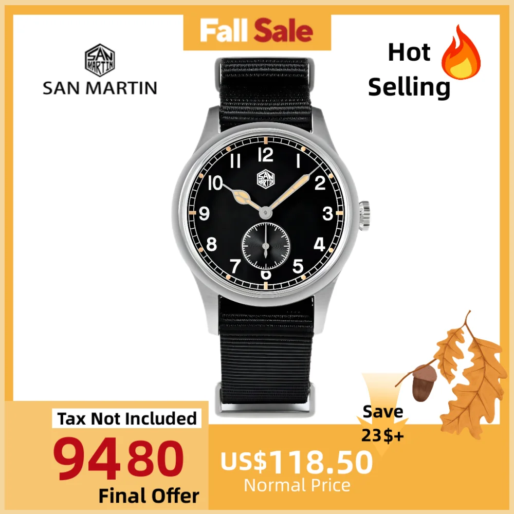 San Martin 36mm Pilot Quartz Watch RONDA 6004 VH31 For Men Wristwatch Nylon Strap Luminous Military Orologio Uomo 10Bar SN0105XA 
San Martin 36mm Pilot Quartz Watch RONDA 6004 VH31 For Men Wristwatch Nylon Strap Luminous Military Orologio Uomo 10Bar SN0105XA