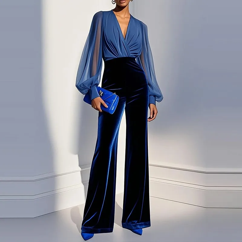 Модный комплект из 2 предметов: блузка с длинным рукавом из сетки и пэчворка + брюки из вельвета с высокой талией, однотонный офисный костюм-комбинезон, облегающий крой
Модный комплект из 2 предметов: блузка с длинным рукавом из сетки и пэчворка + брюки из вельвета с высокой талией, однотонный офисный костюм-комбинезон, облегающий крой