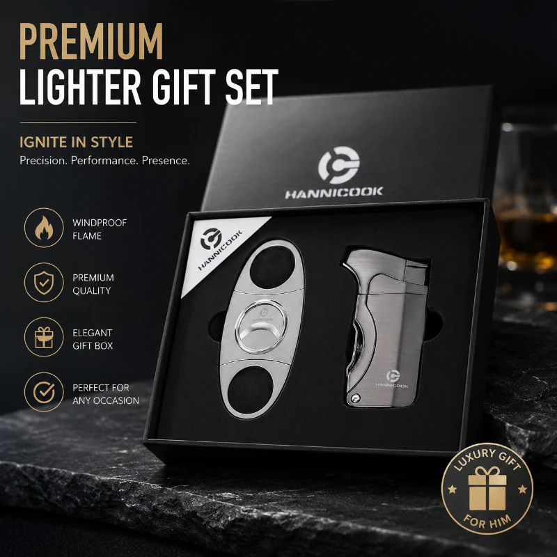 Business High-end Cigar Lighter Set Windproof Inflatable Lighter Exquisite Gift Box for Smokers' Luxurious and Unique Gift
Business High-end Cigar Lighter Set Windproof Inflatable Lighter Exquisite Gift Box for Smokers' Luxurious and Unique Gift