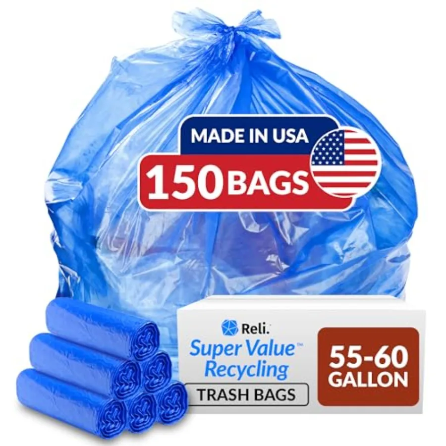 SuperValue 55-60 Gallon Recycling Bags 150 Count Blue Trash Bags Made in the USA
SuperValue 55-60 Gallon Recycling Bags 150 Count Blue Trash Bags Made in the USA