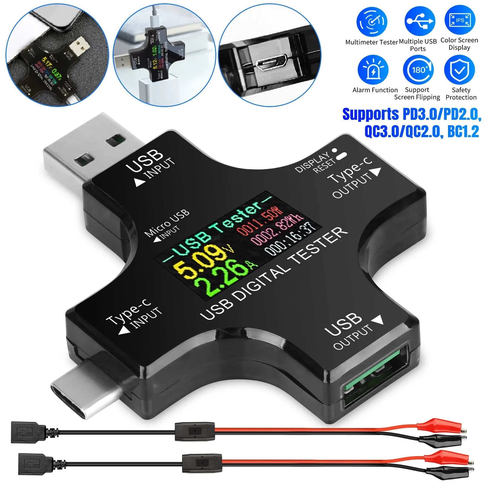 Type-C USB Digital Meter Tester Multimeter Current Voltage Power Monitor + Cable
Type-C USB Digital Meter Tester Multimeter Current Voltage Power Monitor + Cable