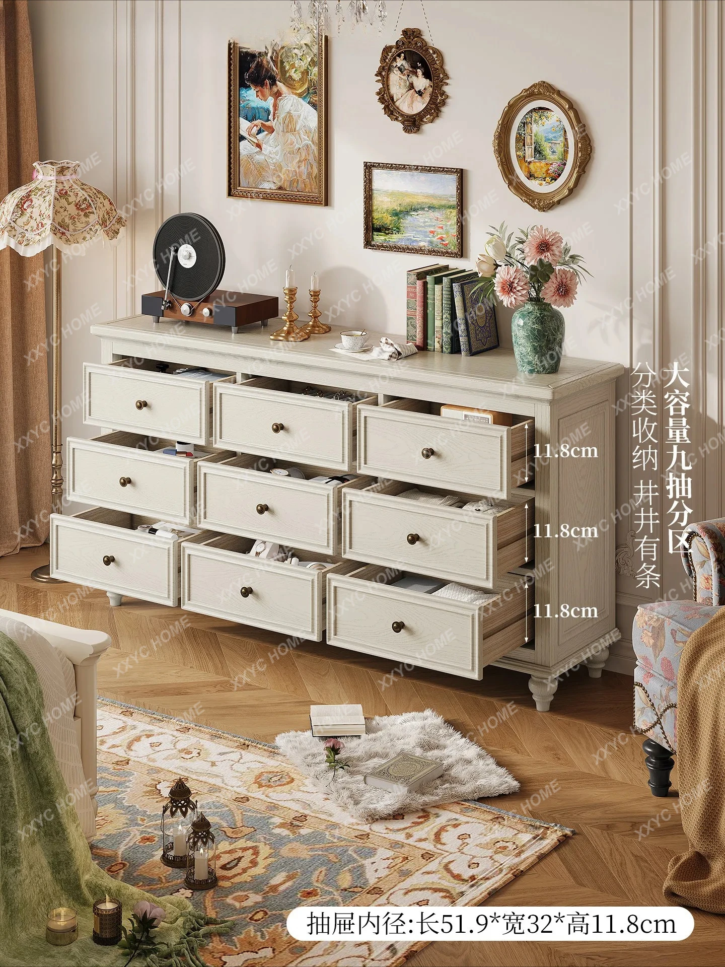 Lall solid wood household living room against the wall nine bucket locker cream wind storage locker
Lall solid wood household living room against the wall nine bucket locker cream wind storage locker
