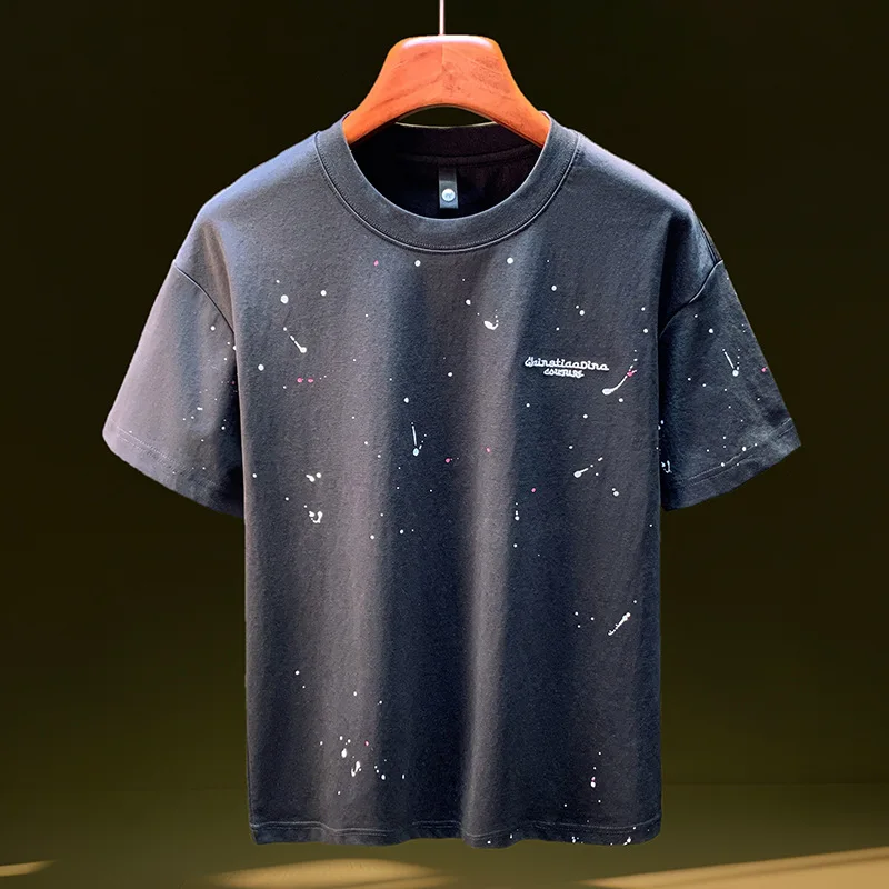 Trendy brand paint dot short sleeved T-shirt for men in summer, trendy and cool casual top, thin loose silk cotton shirt
Trendy brand paint dot short sleeved T-shirt for men in summer, trendy and cool casual top, thin loose silk cotton shirt