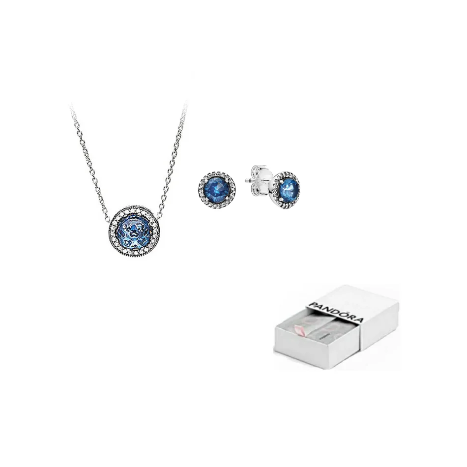 Pandora 925 Sterling Silver Synthetic Cubic Zirconia Necklace & Stud Earrings Set Women's Silver ZT-0034
Pandora 925 Sterling Silver Synthetic Cubic Zirconia Necklace & Stud Earrings Set Women's Silver ZT-0034