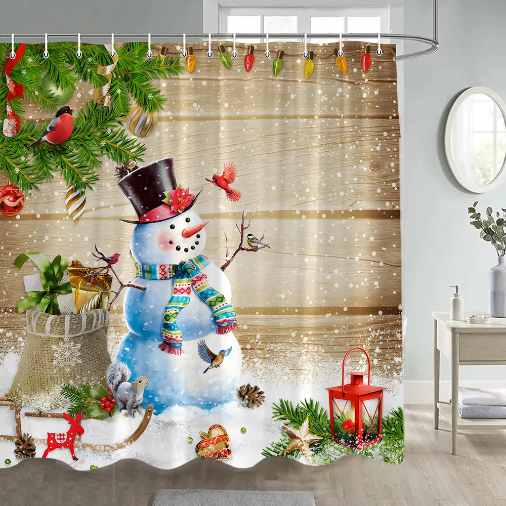 Funny Snowman Shower Curtain Red Birds Squirrel Green Pine Bough Brown Plank Snowflake Christmas Bath Curtains Bathroom Decor
Funny Snowman Shower Curtain Red Birds Squirrel Green Pine Bough Brown Plank Snowflake Christmas Bath Curtains Bathroom Decor