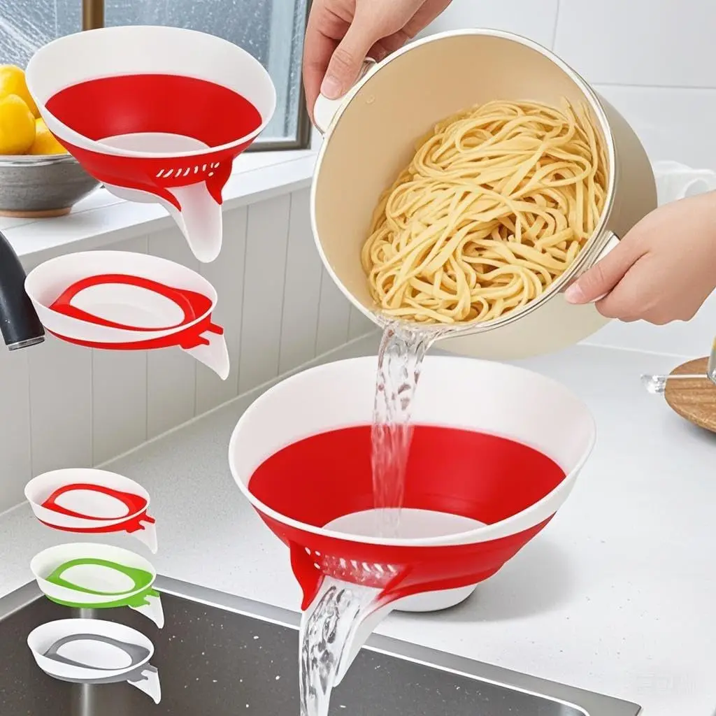 Collapsible Colander with Side-Drain, Dishwasher Safe, Space-Saving Strainer for Pasta, Fruits & Veggies
Collapsible Colander with Side-Drain, Dishwasher Safe, Space-Saving Strainer for Pasta, Fruits & Veggies
