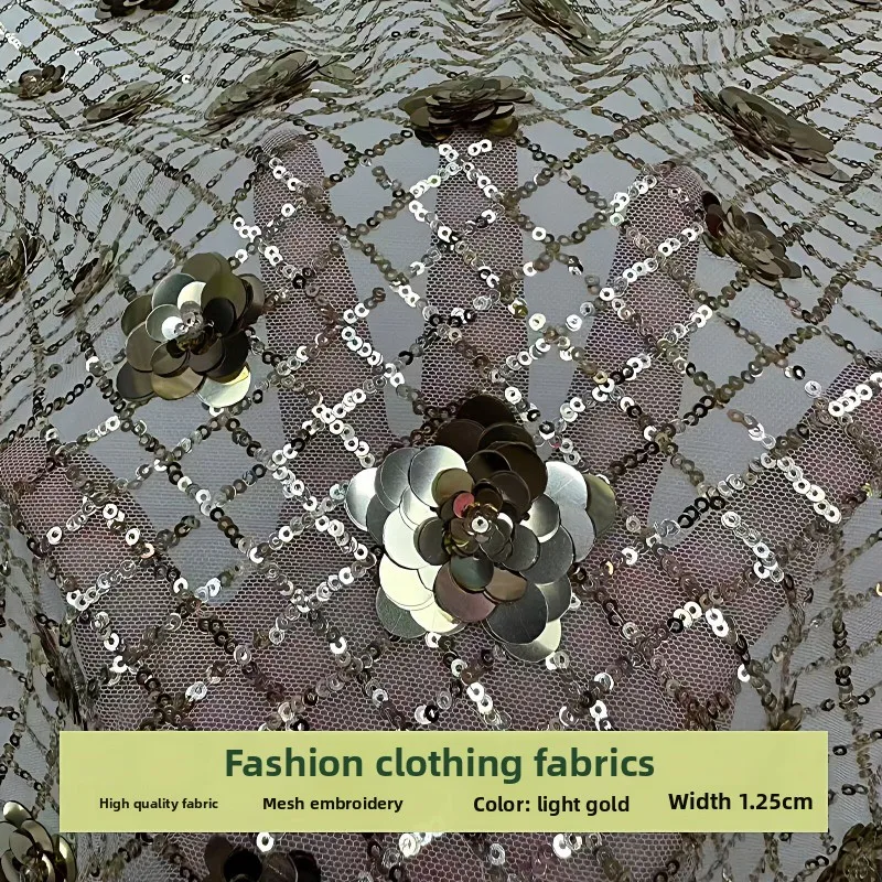 Mesh Grid 3D Flower Sequin Embroidered Fabric for Wedding Dress Performance Costume Cloth Diy By The Yard Sewing Material
Mesh Grid 3D Flower Sequin Embroidered Fabric for Wedding Dress Performance Costume Cloth Diy By The Yard Sewing Material